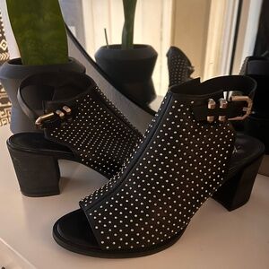 KENNETH COLE Starr2 Studded Sling Back Leather Heels Black Size 9M